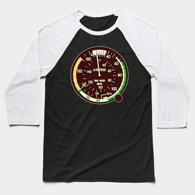 Vintage aircraft speedometer Baseball T-Shirt by Haministic Harmony